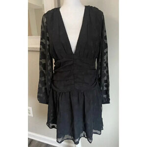 NWT Asos Dress Fit Flare Black Sheer Dots Size 12 New